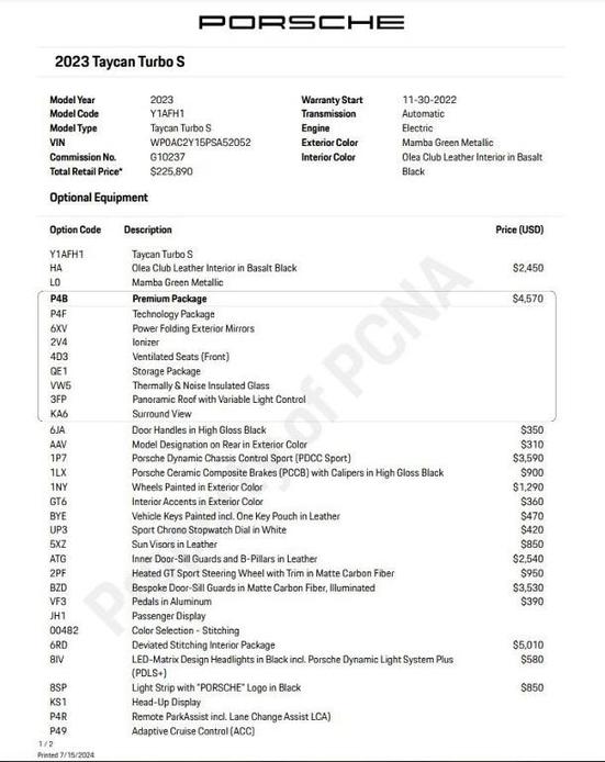 used 2023 Porsche Taycan car, priced at $129,900