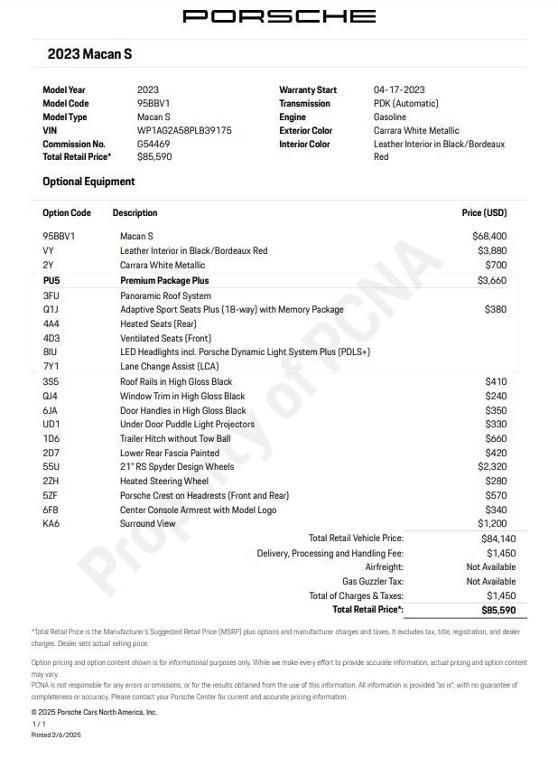 used 2023 Porsche Macan car, priced at $70,000