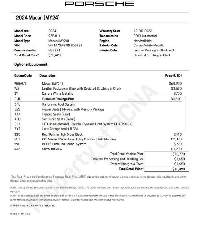 used 2024 Porsche Macan car, priced at $49,900