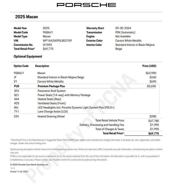 used 2025 Porsche Macan car, priced at $58,500