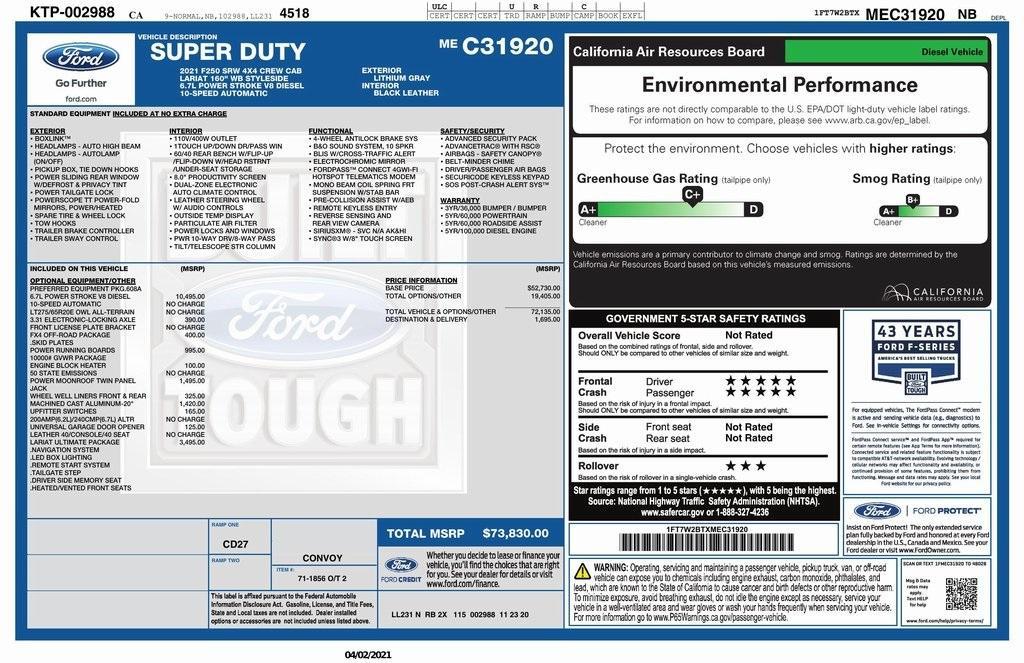 used 2021 Ford F-250 car, priced at $68,500