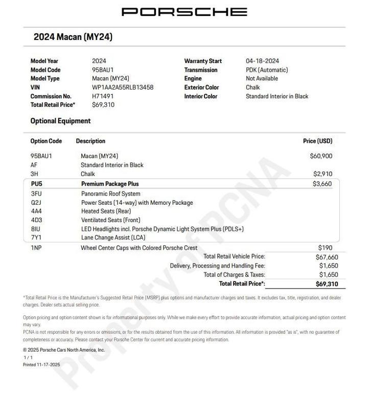 used 2024 Porsche Macan car, priced at $51,750