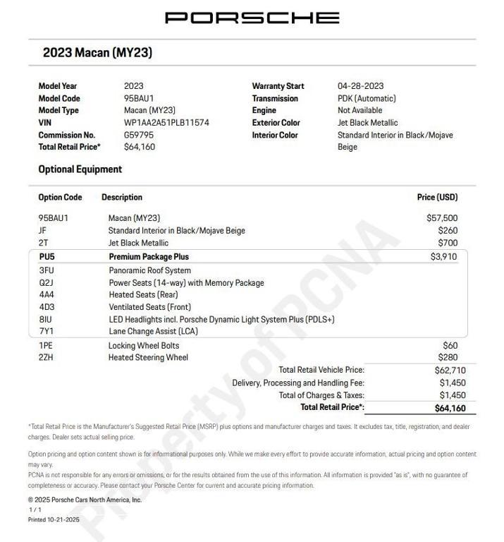 used 2023 Porsche Macan car, priced at $44,500