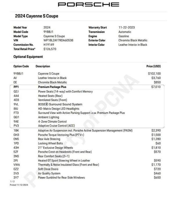 used 2024 Porsche Cayenne car, priced at $117,500