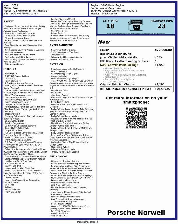 used 2023 Audi Q8 car, priced at $45,900