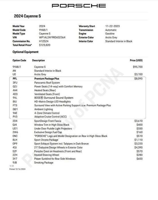 used 2024 Porsche Cayenne car, priced at $105,900