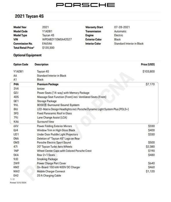 used 2021 Porsche Taycan car, priced at $68,500