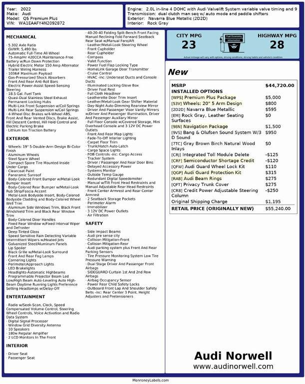 used 2022 Audi Q5 car, priced at $23,500