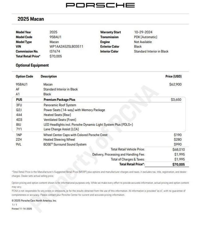 used 2025 Porsche Macan car, priced at $57,900