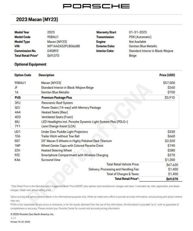 used 2023 Porsche Macan car, priced at $44,900