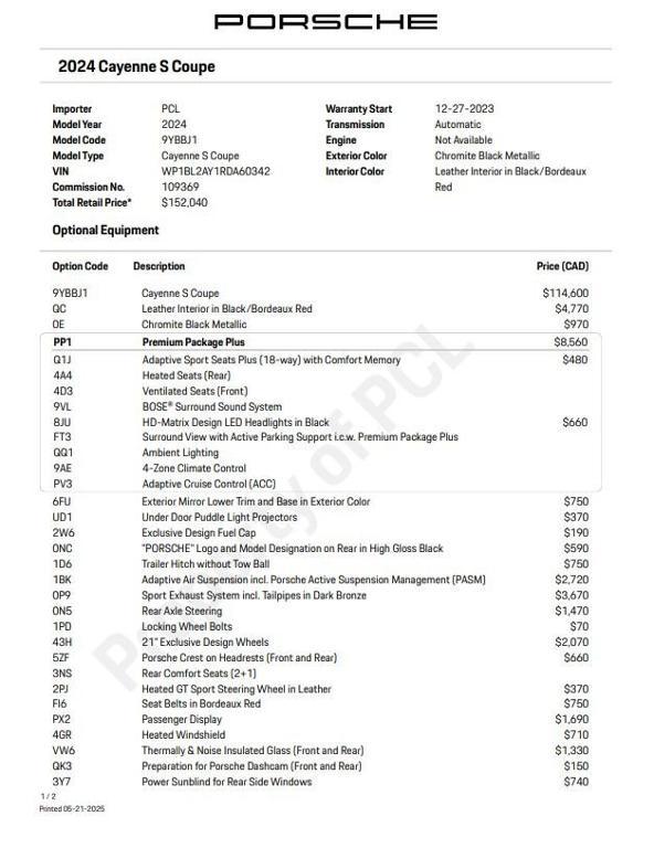 used 2024 Porsche Cayenne car, priced at $128,900