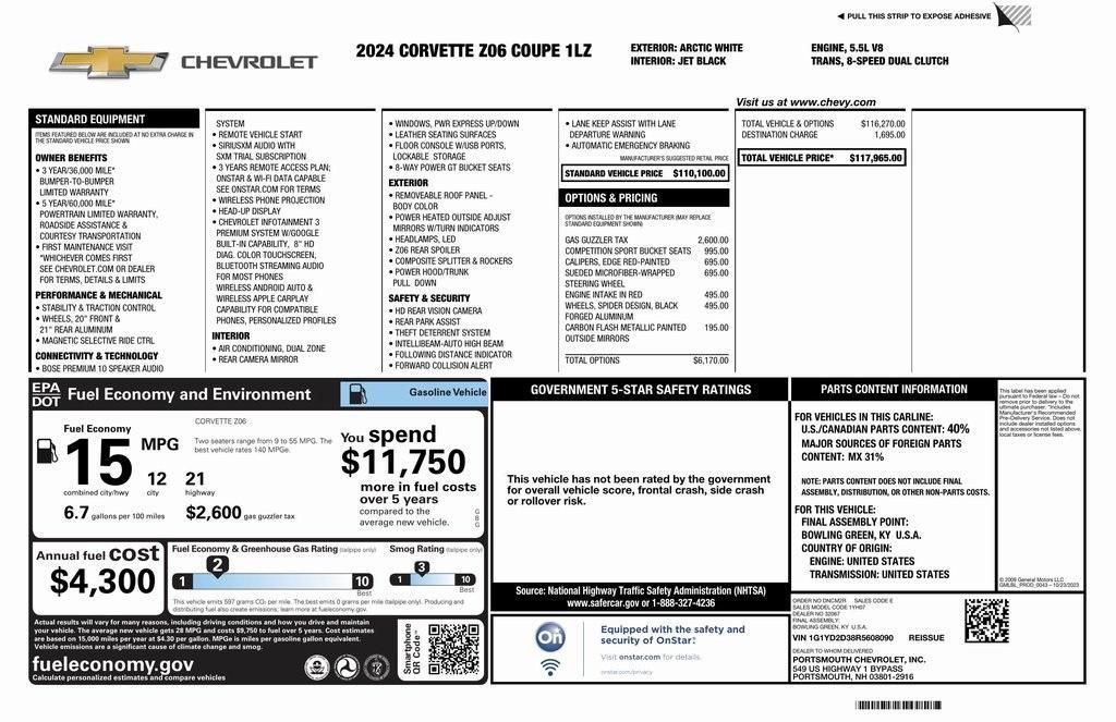 used 2024 Chevrolet Corvette car, priced at $114,900