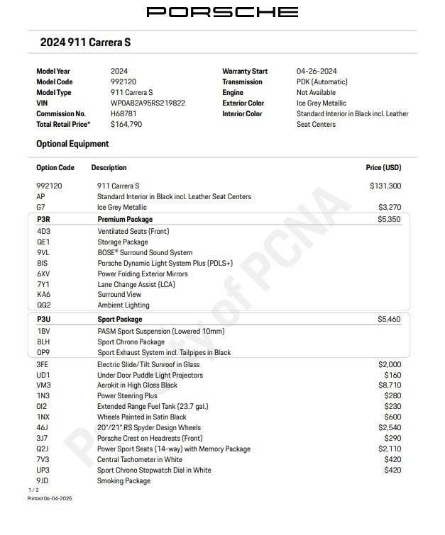 used 2024 Porsche 911 car, priced at $174,500