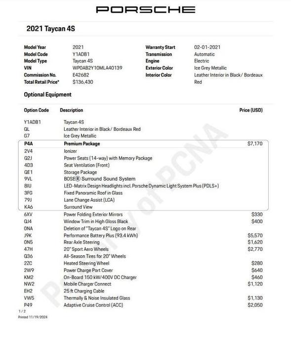 used 2021 Porsche Taycan car, priced at $69,500