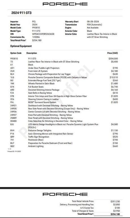 used 2024 Porsche 911 car, priced at $294,900