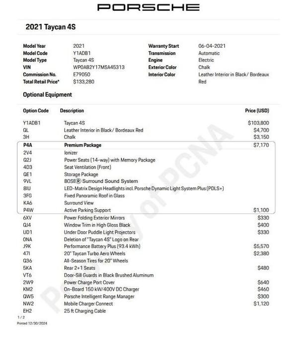 used 2021 Porsche Taycan car, priced at $69,500