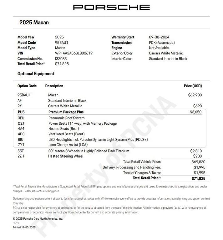 used 2025 Porsche Macan car, priced at $57,900