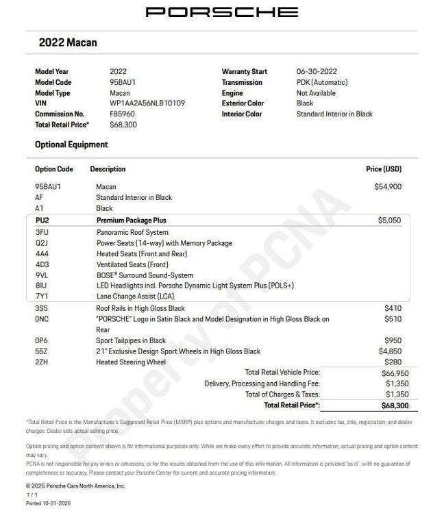 used 2022 Porsche Macan car, priced at $42,900