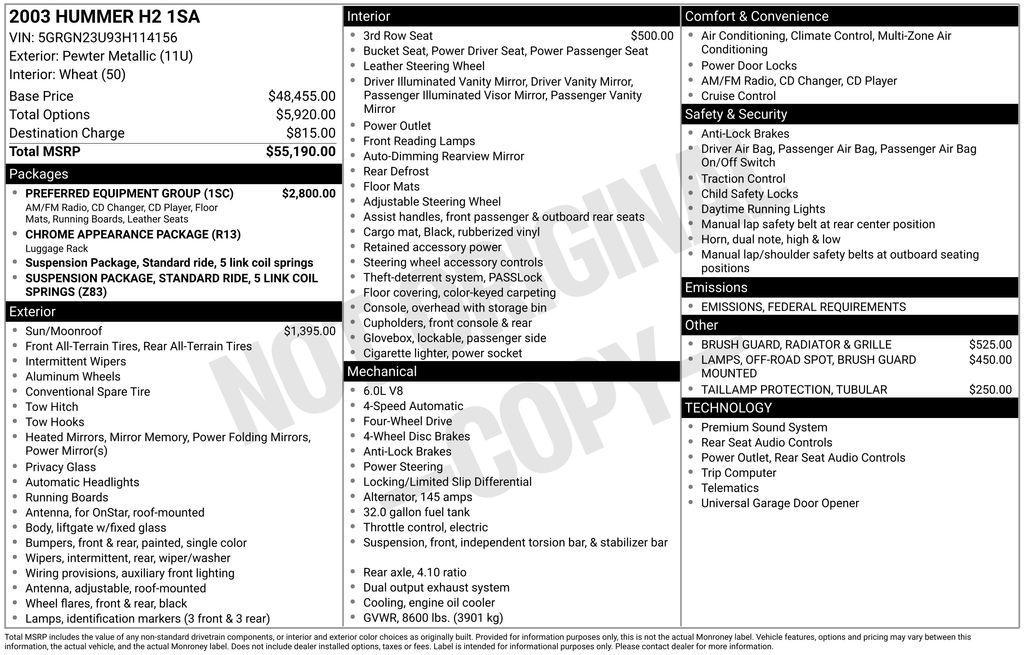used 2003 Hummer H2 car, priced at $9,499