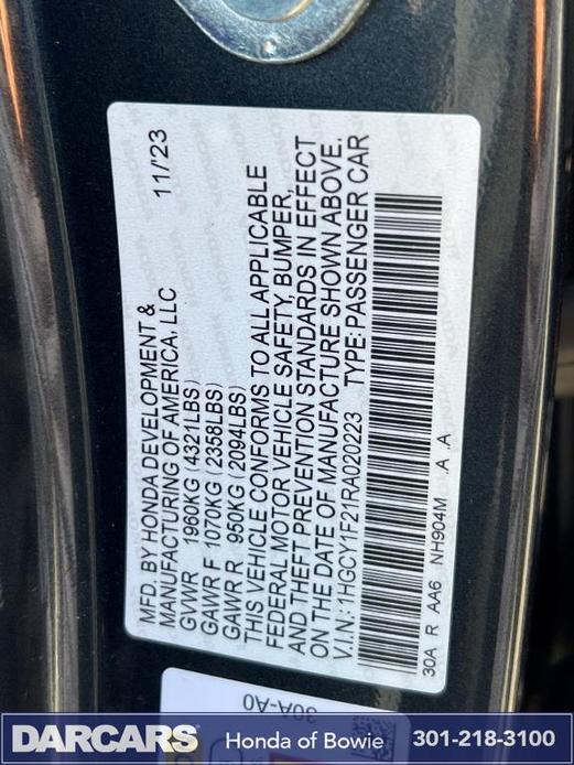 new 2024 Honda Accord car, priced at $27,697