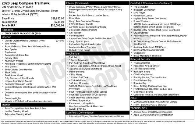 used 2020 Jeep Compass car, priced at $13,494