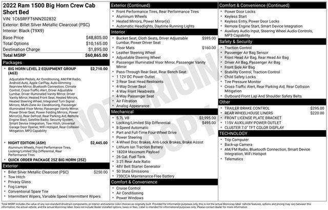 used 2022 Ram 1500 car, priced at $27,698