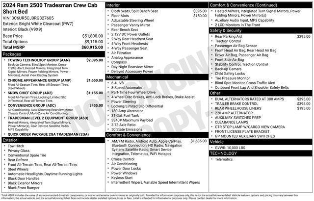 new 2024 Ram 2500 car, priced at $59,970