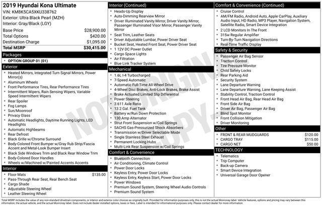 used 2019 Hyundai Kona car, priced at $15,679