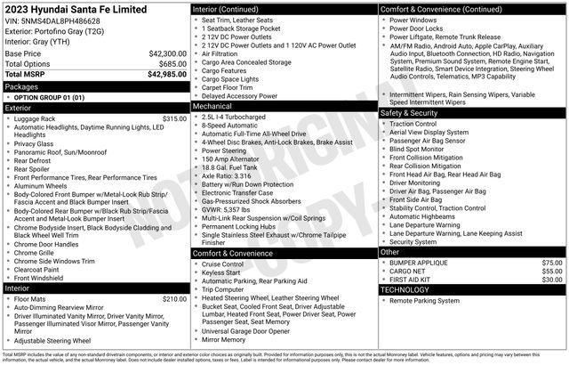 used 2023 Hyundai Santa Fe car, priced at $26,705