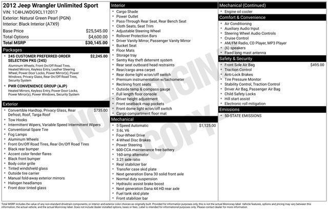 used 2012 Jeep Wrangler Unlimited car, priced at $12,384