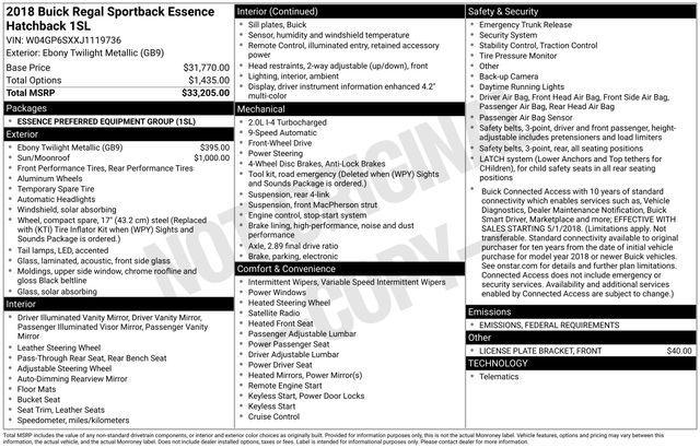 used 2018 Buick Regal Sportback car, priced at $17,379