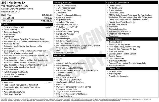 used 2021 Kia Seltos car, priced at $17,284