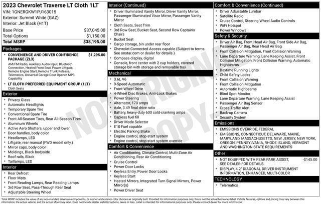 used 2023 Chevrolet Traverse car, priced at $27,298