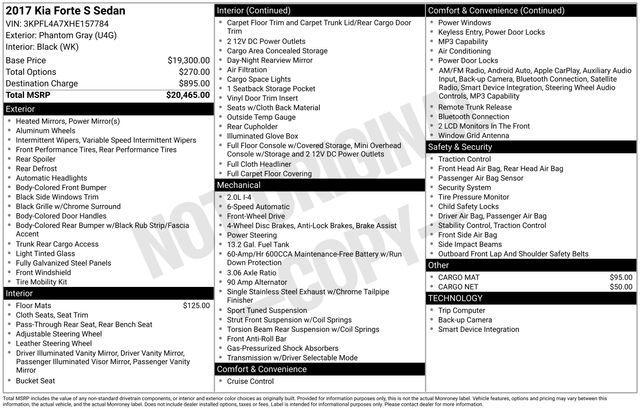 used 2017 Kia Forte car, priced at $11,389