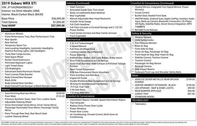 used 2019 Subaru WRX STI car, priced at $22,598