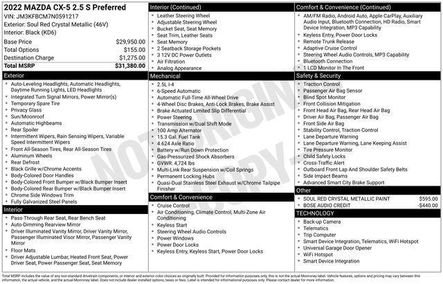 used 2022 Mazda CX-5 car, priced at $23,325