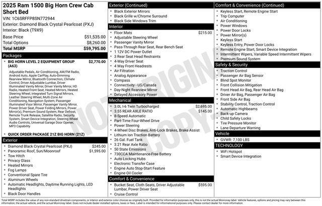 new 2025 Ram 1500 car, priced at $47,595