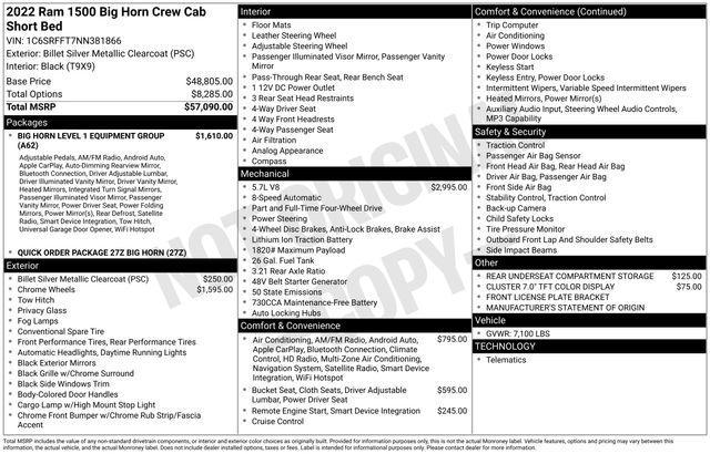 used 2022 Ram 1500 car, priced at $36,589