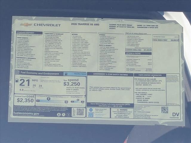 new 2026 Chevrolet Traverse car, priced at $62,089
