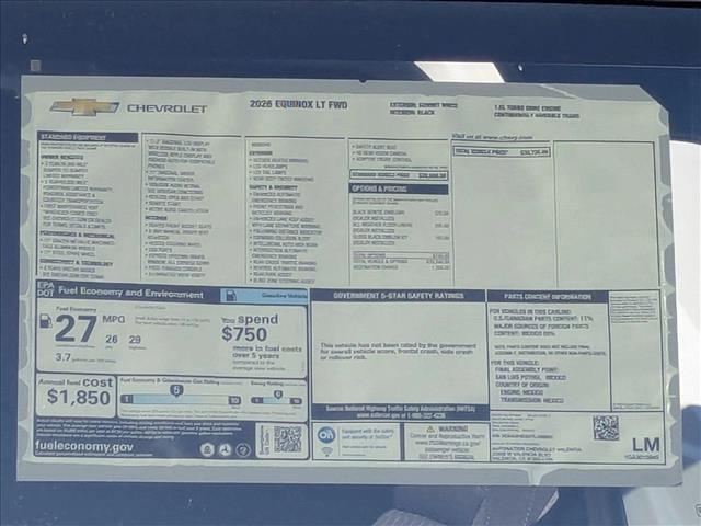 new 2026 Chevrolet Equinox car, priced at $28,940