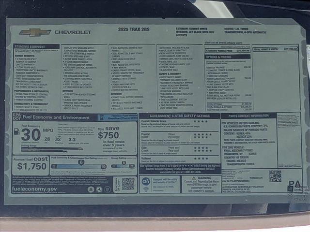 new 2025 Chevrolet Trax car, priced at $27,780