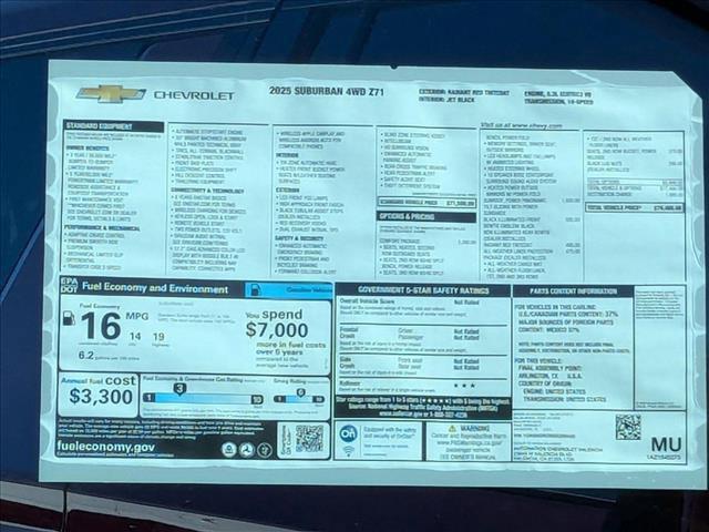 new 2025 Chevrolet Suburban car, priced at $79,485