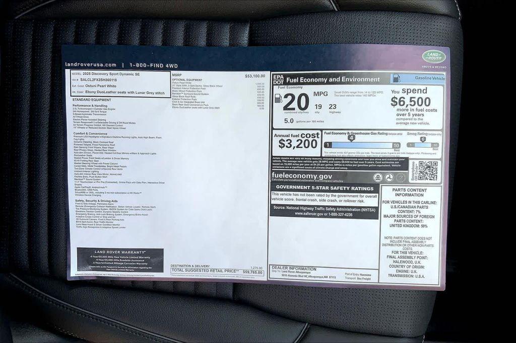 new 2025 Land Rover Discovery Sport car, priced at $59,765