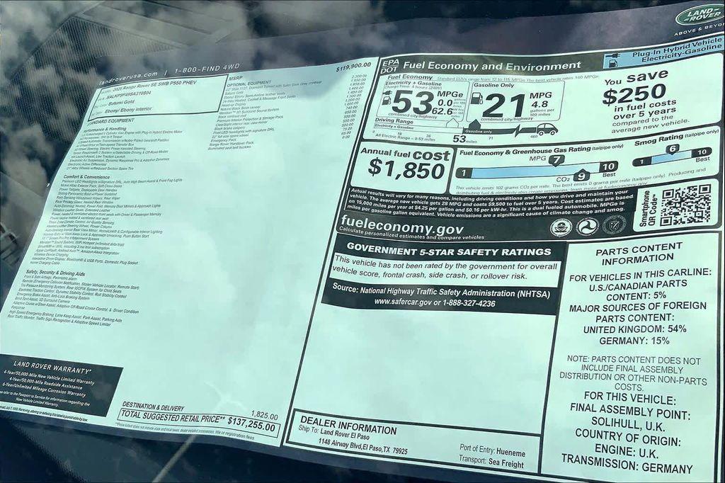 new 2025 Land Rover Range Rover car, priced at $137,255