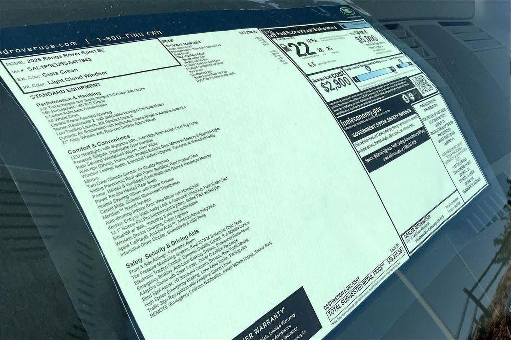 new 2025 Land Rover Range Rover Sport car, priced at $89,215