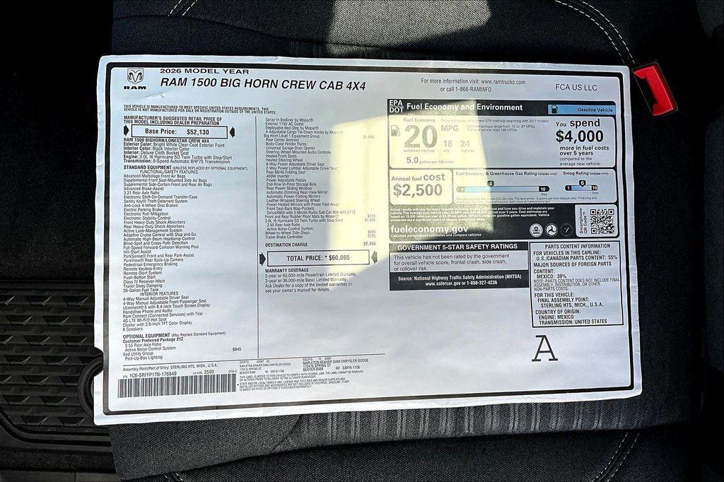 new 2026 Ram 1500 car, priced at $60,065
