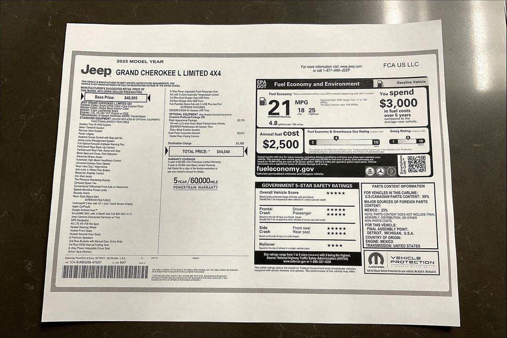new 2025 Jeep Grand Cherokee L car, priced at $45,928