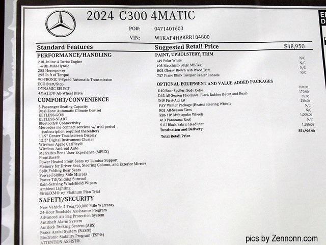 new 2024 Mercedes-Benz C-Class car, priced at $51,905