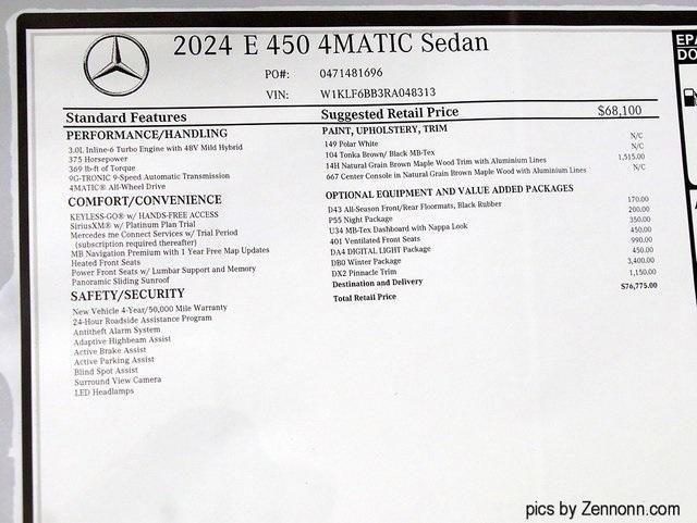 new 2024 Mercedes-Benz E-Class car, priced at $76,775