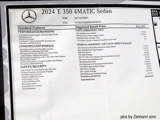 new 2024 Mercedes-Benz E-Class car, priced at $76,235